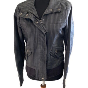 Black & grey zip up bomber jacket size Large